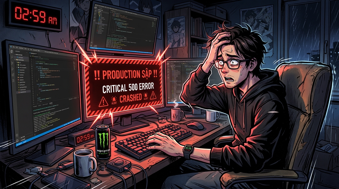 Developer about to sleep when production crashes